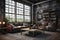 Industrial Loft Living Room with Large Windows