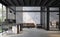 Industrial loft style office 3d render.