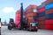 Industrial logistics and transportation of container trucks in the container yard