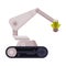 Industrial Machine Robotic Arm with Potted Plant, Smart Farming Technology, Hydroponics Gardening System Flat Vector