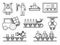 Industrial and manufacturing process icons set in