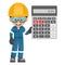 Industrial mechanic worker with a calculator for financial analysis, accounting and budget calculation. Industrial safety and