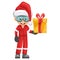 Industrial mechanic worker with Santa Claus hat with his personal protective equipment with gift box. Merry christmas. Safety