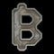 Industrial metal symbol bitcoin on black background 3d
