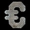 Industrial metal symbol euro on black background 3d