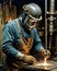 industrial metal worker welding in workshop
