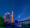 Industrial night portrait of the industrial plant, formar coaland steel plant Landschaftspark in Duisburg Germany.