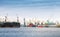 Industrial panorama with cranes and docks