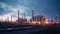 Industrial petrochemical technology factory engineering night chemical plant energy chimney gas pollution refinery