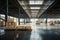 Industrial plants vacant warehouse with a lone packing box, awaiting activity