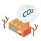 Industrial pollution icon isometric vector. Factory with carbon dioxide cloud