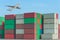 Industrial port with containers and air for logistic concept