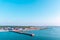 Industrial port frieght crane harbor in Sakata town japan