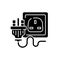 Industrial power outlet black glyph icon
