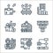 industrial process line icons. linear set. quality vector line set such as flowchart, checking, manager, production, manufacturing