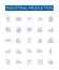 Industrial production line icons signs set. Design collection of Industry, Production, Manufacturing, Processing