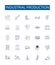 Industrial production line icons signs set. Design collection of Industry, Production, Manufacturing, Processing