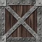 Industrial riveted strongbox seamless texture, store treasures in this industrial strong box, with wooden plate side