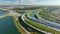 Industrial roadworks in Miami, Florida. Wide american highway junction under construction. Development of interstate