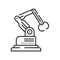 Industrial robot black line icon. Smart manufacturing. Innovation in technology. Sign for web page, app. UI UX GUI design element