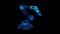 Industrial robot. Glow Blue particles formation in 3d robot hand model