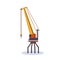 Industrial sea cargo logistics yellow crane concept shipping dock isolated flat
