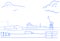 Industrial sea port cargo freight ship crane water delivery transportation concept warehouse shipping dock sketch doodle