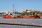 Industrial ship on dredging works