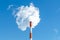Industrial smoke from a chimney in the blue sky. space for text, copy space