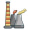 Industrial smoke from chimneys icon, cartoon style