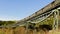 Industrial Steam Engine Locomotive Train Crossing Railroad Tracks