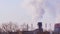 Industrial steam smokestack. Industrial steam rising from a smoke stack. Environmental Crime.