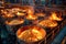 Industrial Steel Manufacturing: Large Foundry with Hot Molten Metal in Crucibles at Night