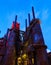 Industrial steel stacks rusted and colorful over time in Bethlehem Pa on a summer day.