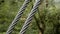 Industrial steel wire cable for suspension bridge outdoor close up.