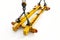 Industrial strength and reliability conceptualized. yellow spreader beam and black chains in isolation. perfect for