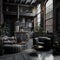 Industrial-Style Dark Home Interior with Brick Walls: A Modern Twist. Generative AI