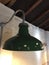 Industrial style lampshade in racing green colours