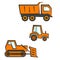 Industrial transport set. Dozer, tractor, dumper