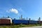Industrial transportation with train container and bule sky