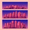 Industrial trendy city skyline colored sets. Vector illustration