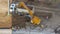 Industrial truck loader excavator moving ground and loading into a dumper truck timelapse