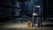 Industrial Urban Scenes: Dark Room With Wooden Chair And Whiskey Bottle