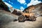 Industrial wheel loader working on construction site