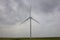 Industrial wind turbines are on the plain