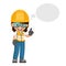 Industrial woman worker with his personal protective equipment thinking with space for text. Industrial safety and occupational