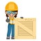 Industrial woman worker with thumb up with wooden box on pallet for delivery, storage and shipping. Industrial safety and