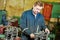 Industrial worker assembling the reduction gear box