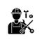 Industrial worker black glyph icon