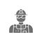 Industrial worker, engineer, builder, miner grey icon.